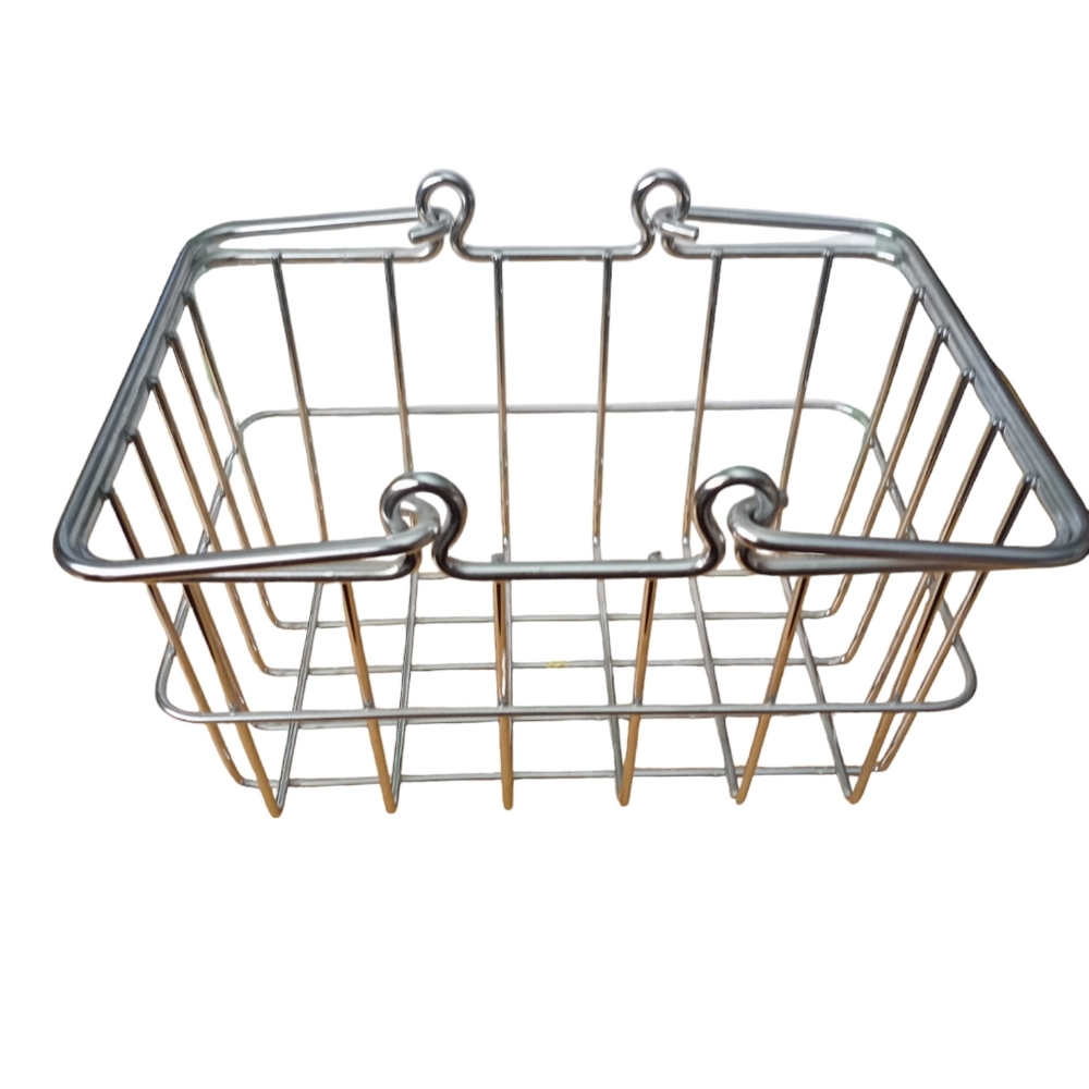 Wire Basket with Handles Silver Tone 9" x 6" x 5"